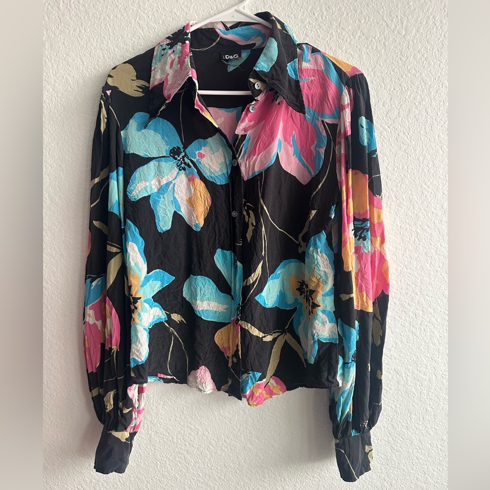 Dolce & Gabbana Floral Blouse - Black, Pink, Blue